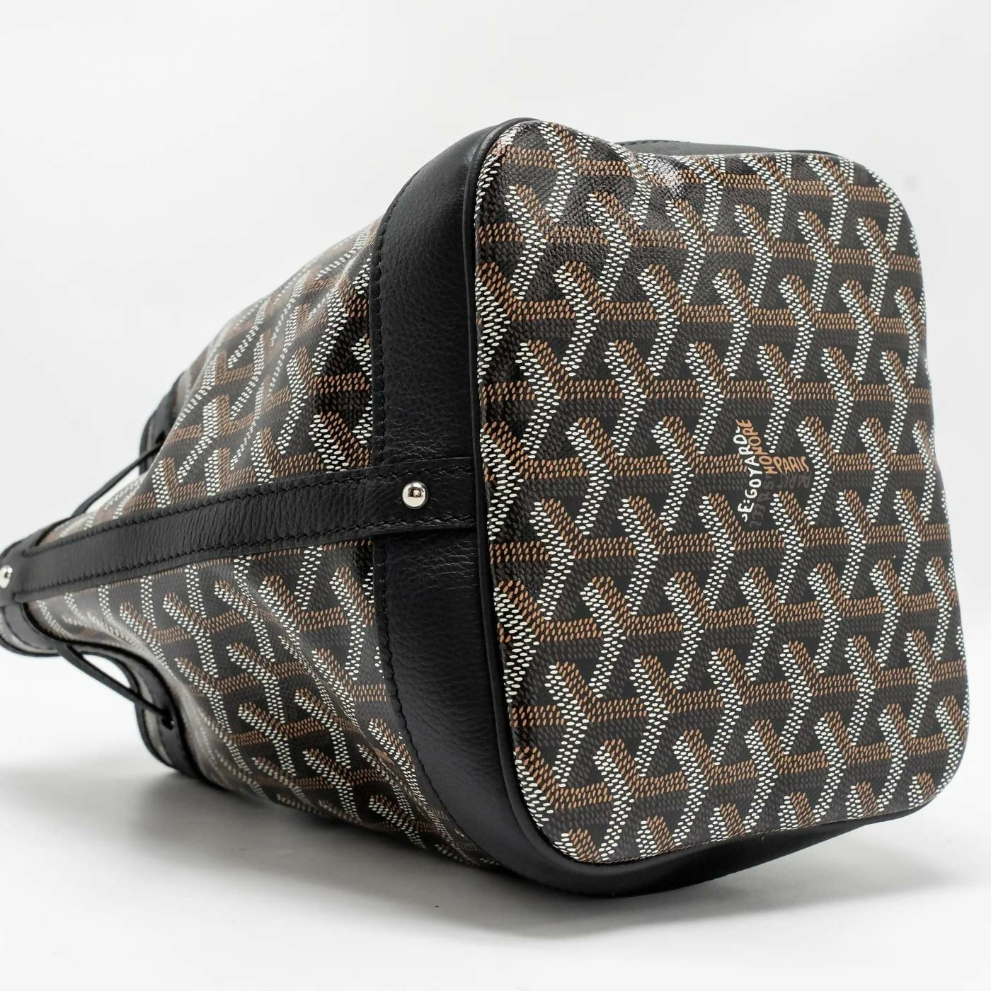 Goyard Petit Flot Bucket Bag Goyardline Canvas Black SHW