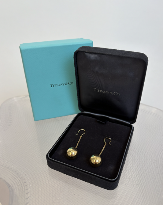 Tiffany & Co. 18K Yellow Gold Ball Hook Earrings - Full Set