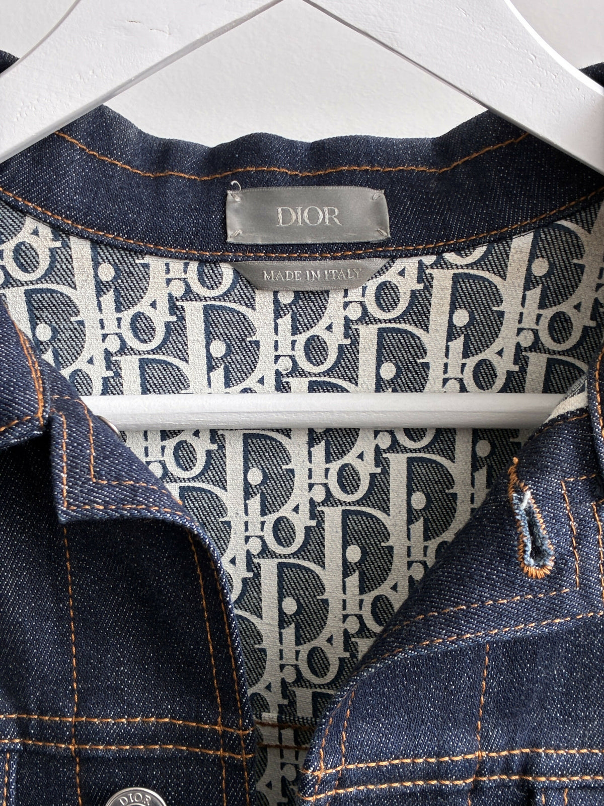 Dior Navy Blue Oblique Raw Denim Jacket