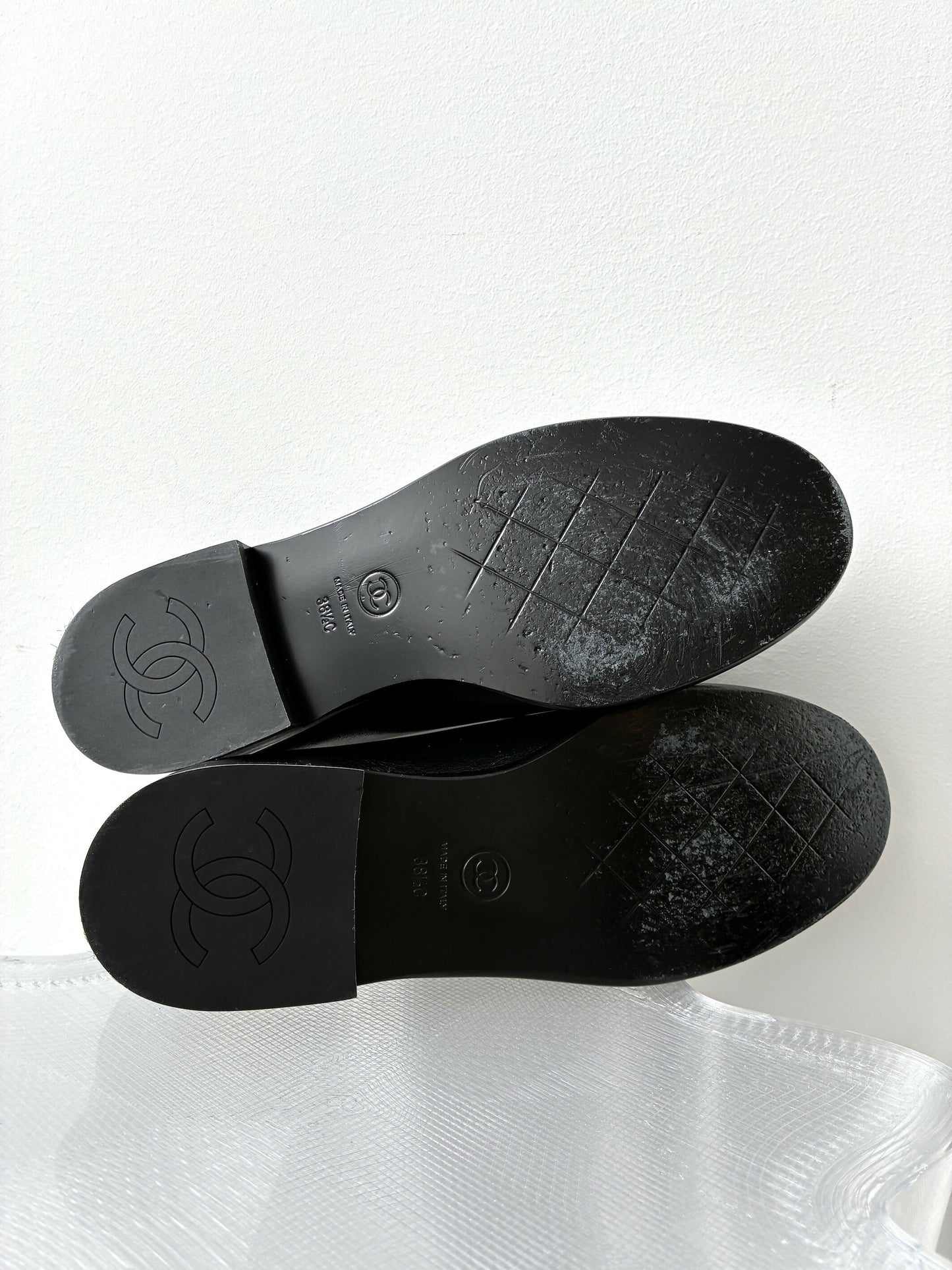 Chanel Shiny Calfskin CC Moccasins