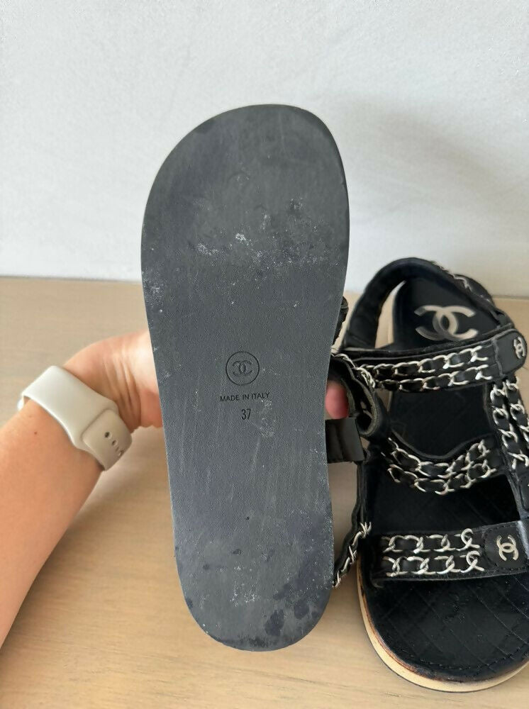 Chanel Silver Chain Sandals