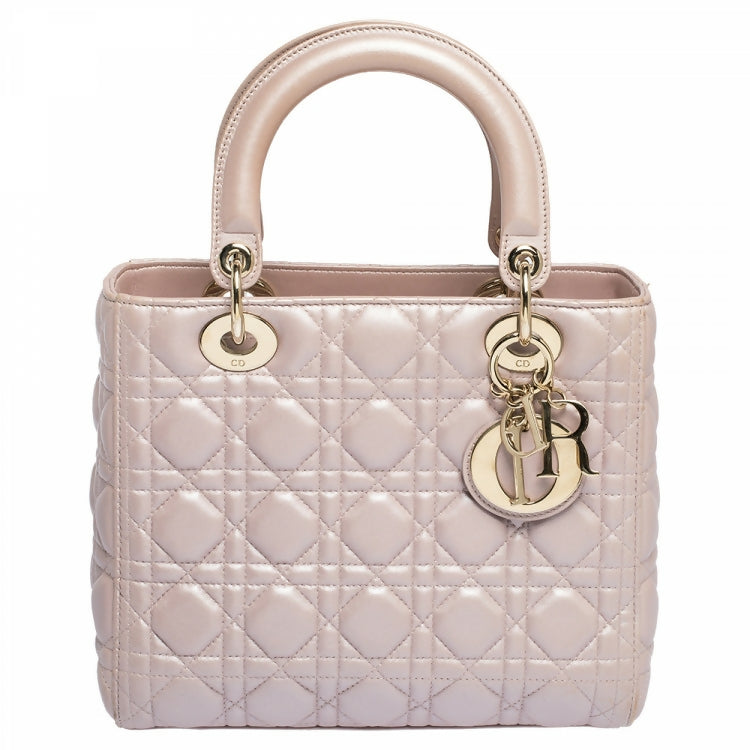 Christian Dior Medium Iridescent Lambskin Cannage Lady Satchel
