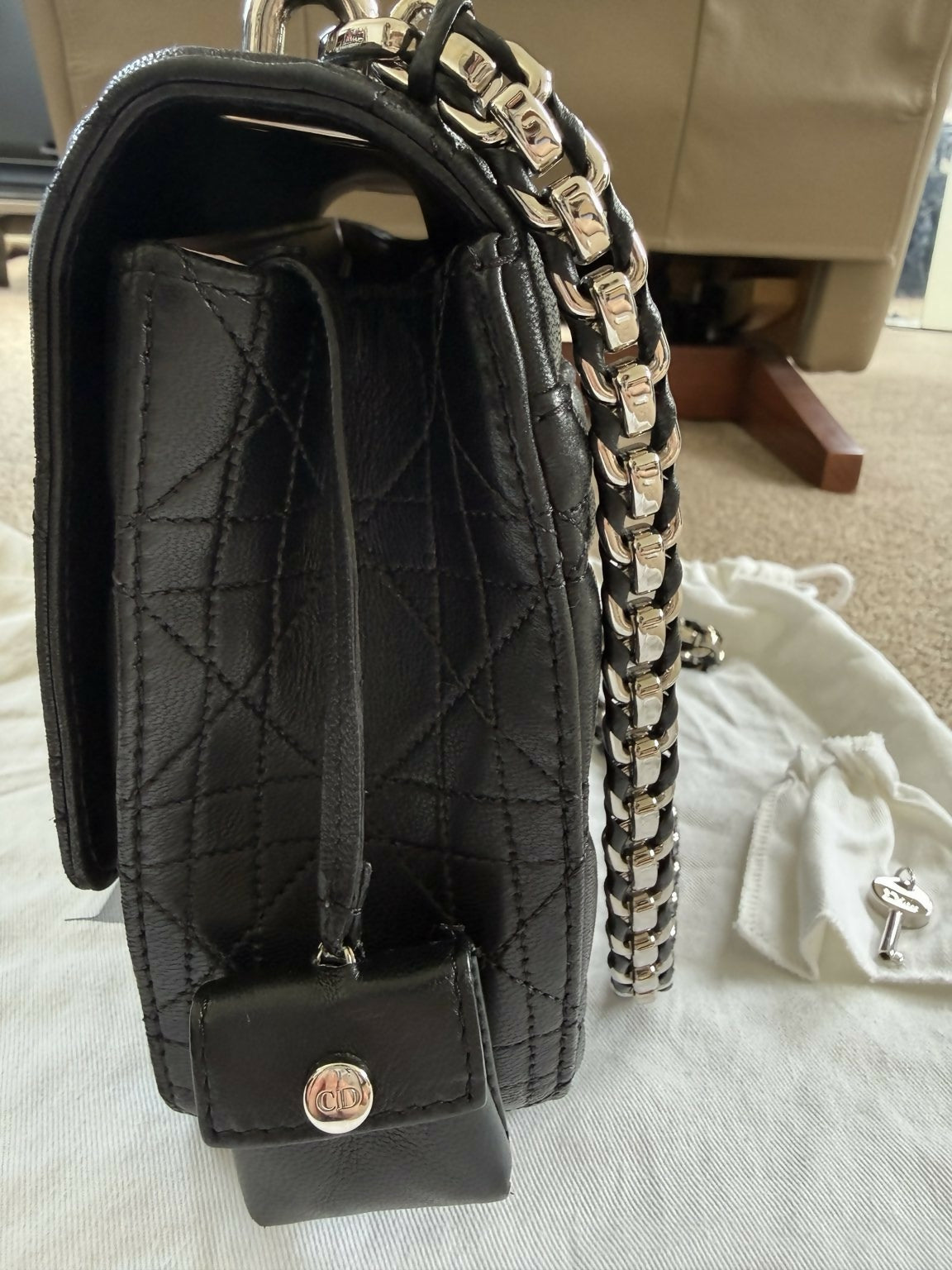 Christian Dior New Lock Medium Shoulder Bag – Black Cannage Lambskin