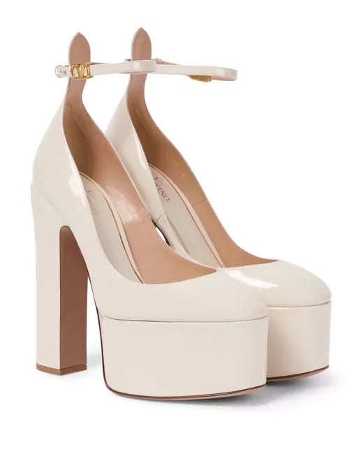VALENTINO GARAVANI Tan-Go patent leather platform pumps