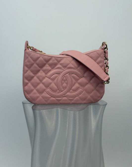 Chanel Timeless/Hobo Bag in Pink Quilted Caviar Leather