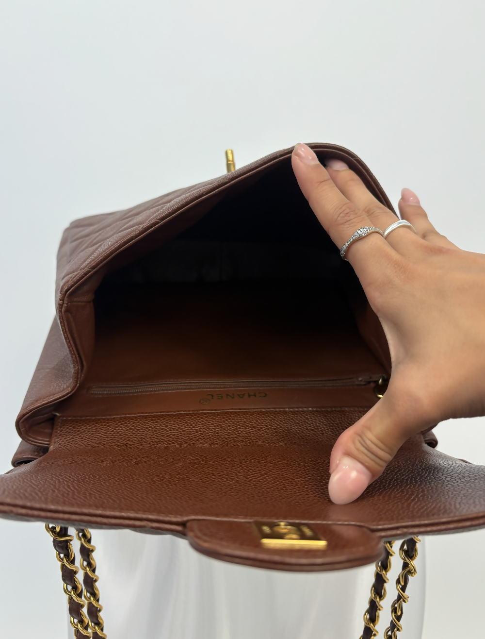 Chanel Double Face Duo Trapeze Timeless Bag in Brown Caviar Leather