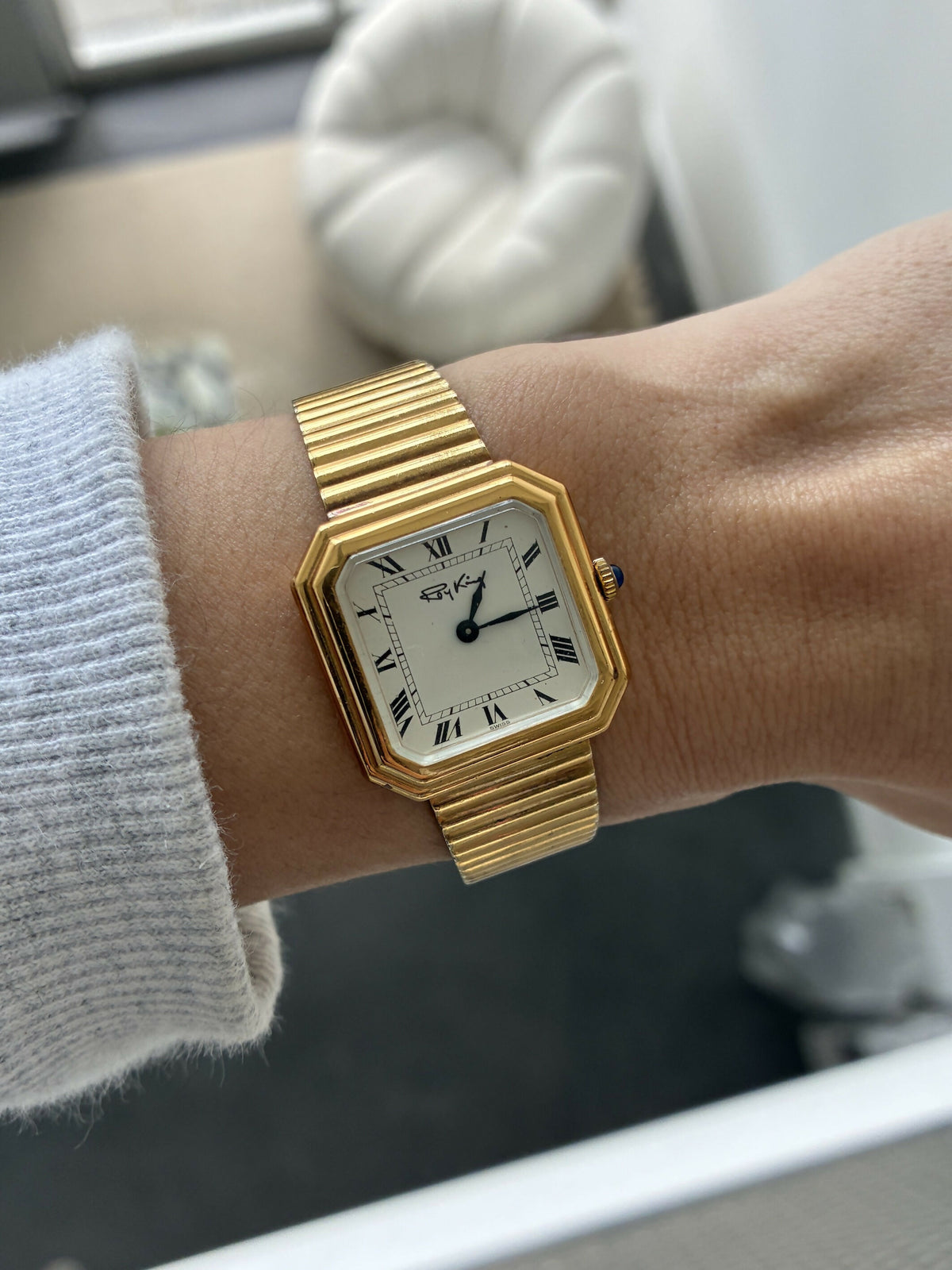 1977 Roy King Sterling Silver Gilt Tank Style Watch – Manual Wind – Silver Jubilee