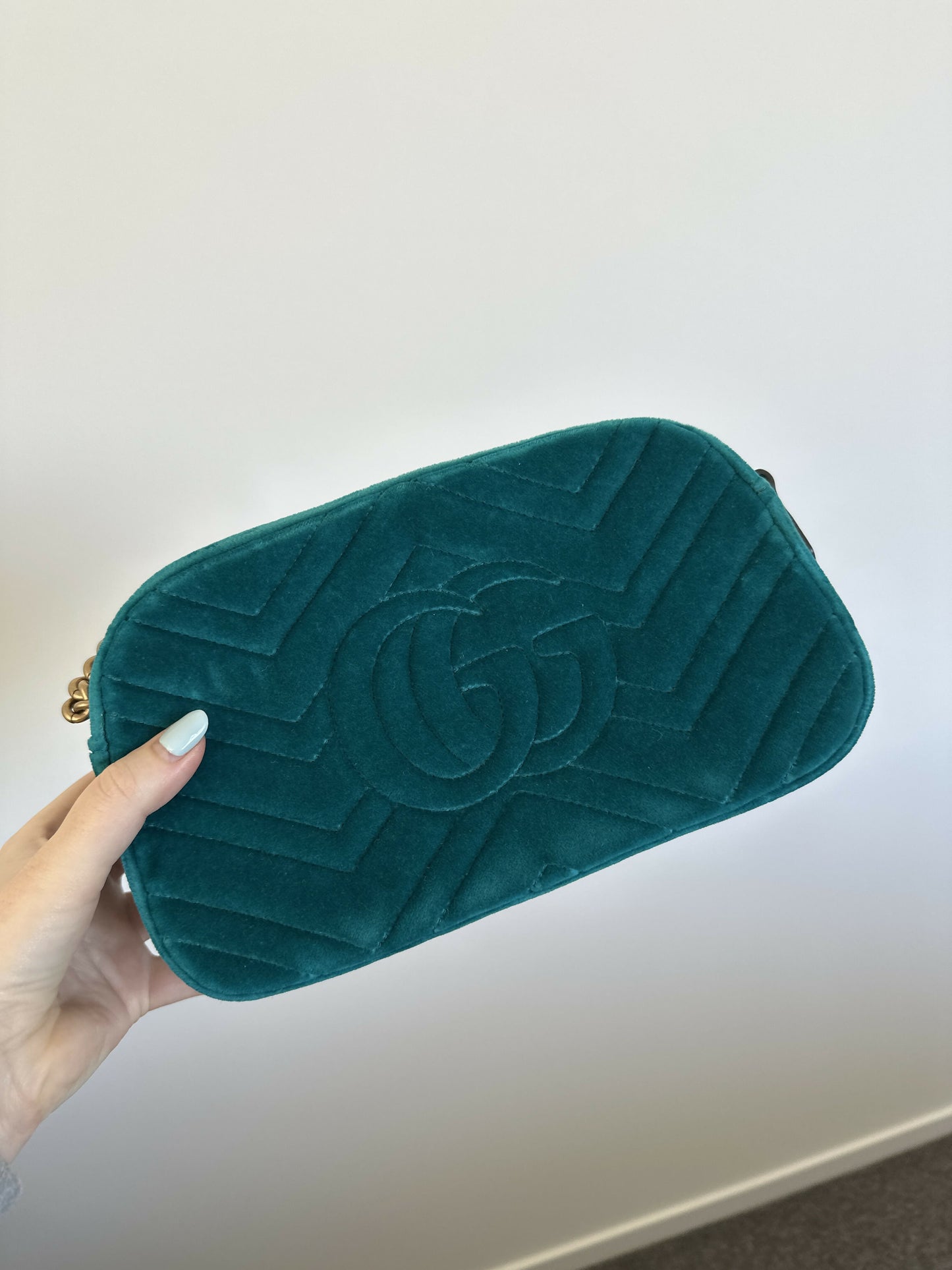 Gucci Teal Velvet Marmont Bag