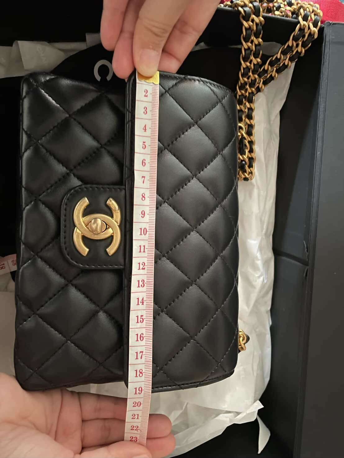 Chanel Black Lambskin Small Classic Flap Bag 2022