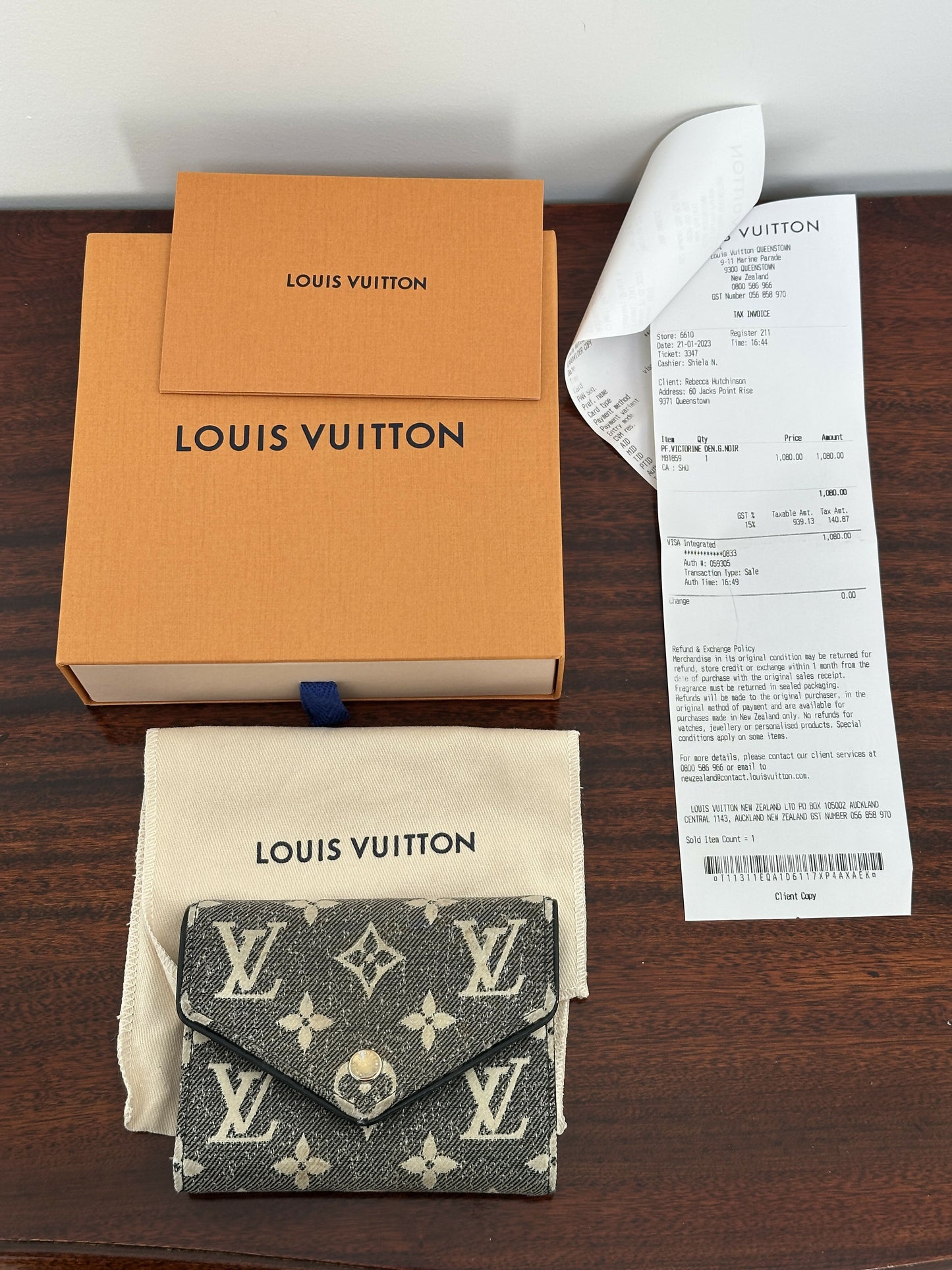 Louis Vuitton Gray Jacquard Denim Victorine Wallet