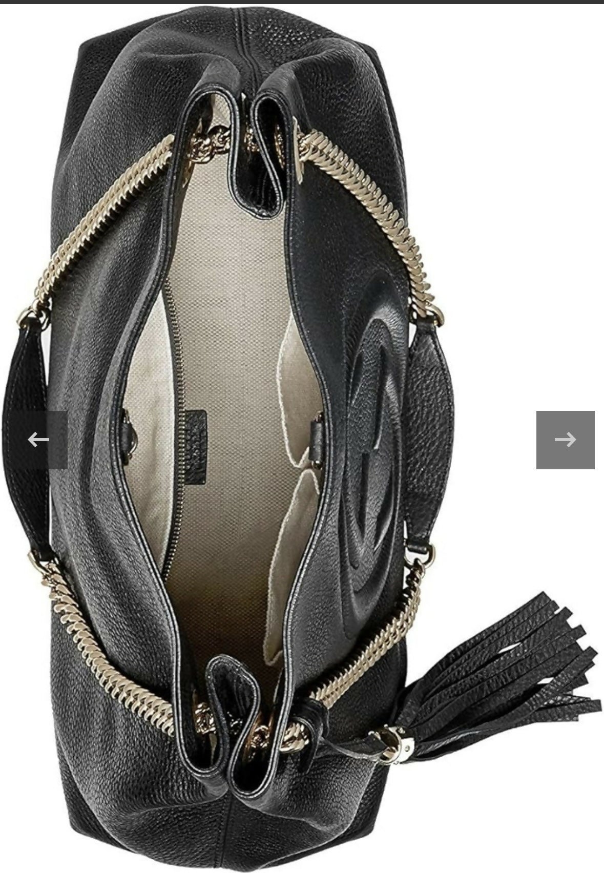 Gucci Soho Medium Black Leather Chain Shoulder Bag Tote