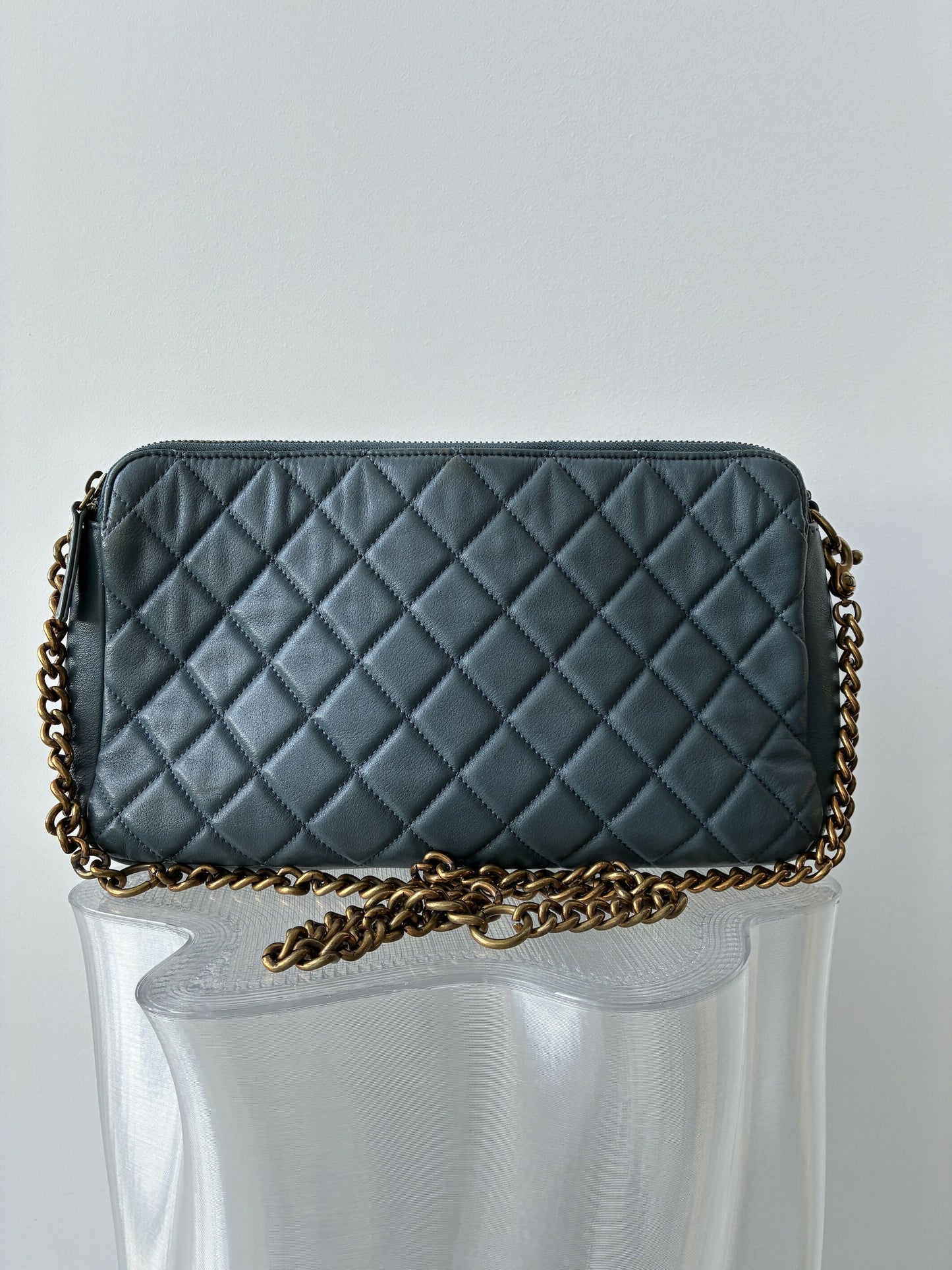 Chanel Matelassé Chain Shoulder Bag in Blue Leather