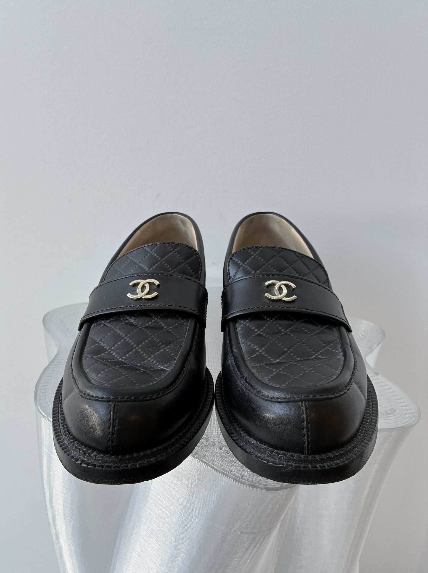 Chanel Black Quilted Leather Loafers - FULL SET