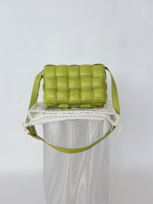 Bottega Veneta Nappa Maxi Intreccio Padded Cassette Crossbody Bag in Kiwi