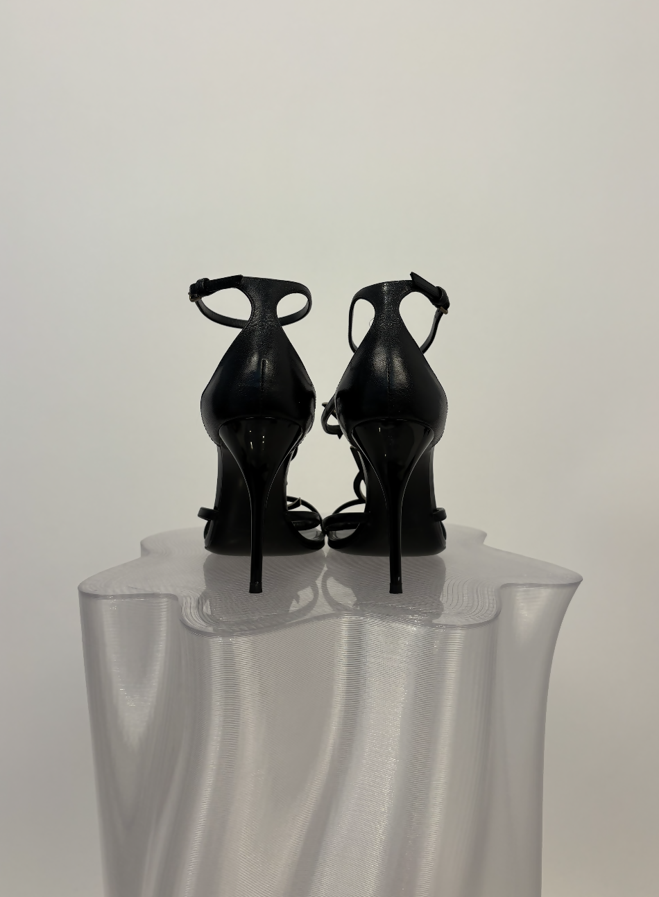 Saint Laurent Cassandra Leather Sandals with Gold-Tone YSL Monogram