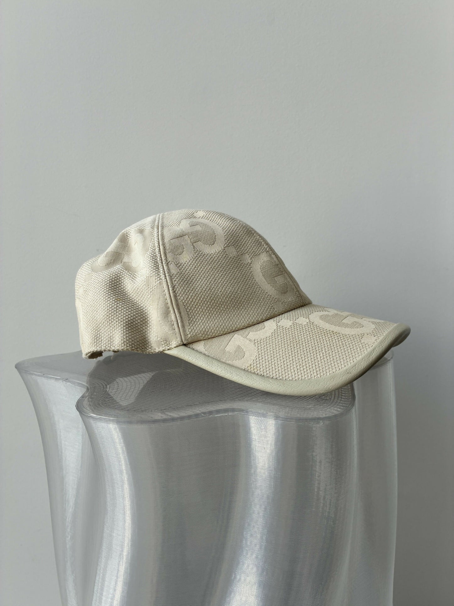 Gucci Jumbo GG Cream Canvas Baseball Cap