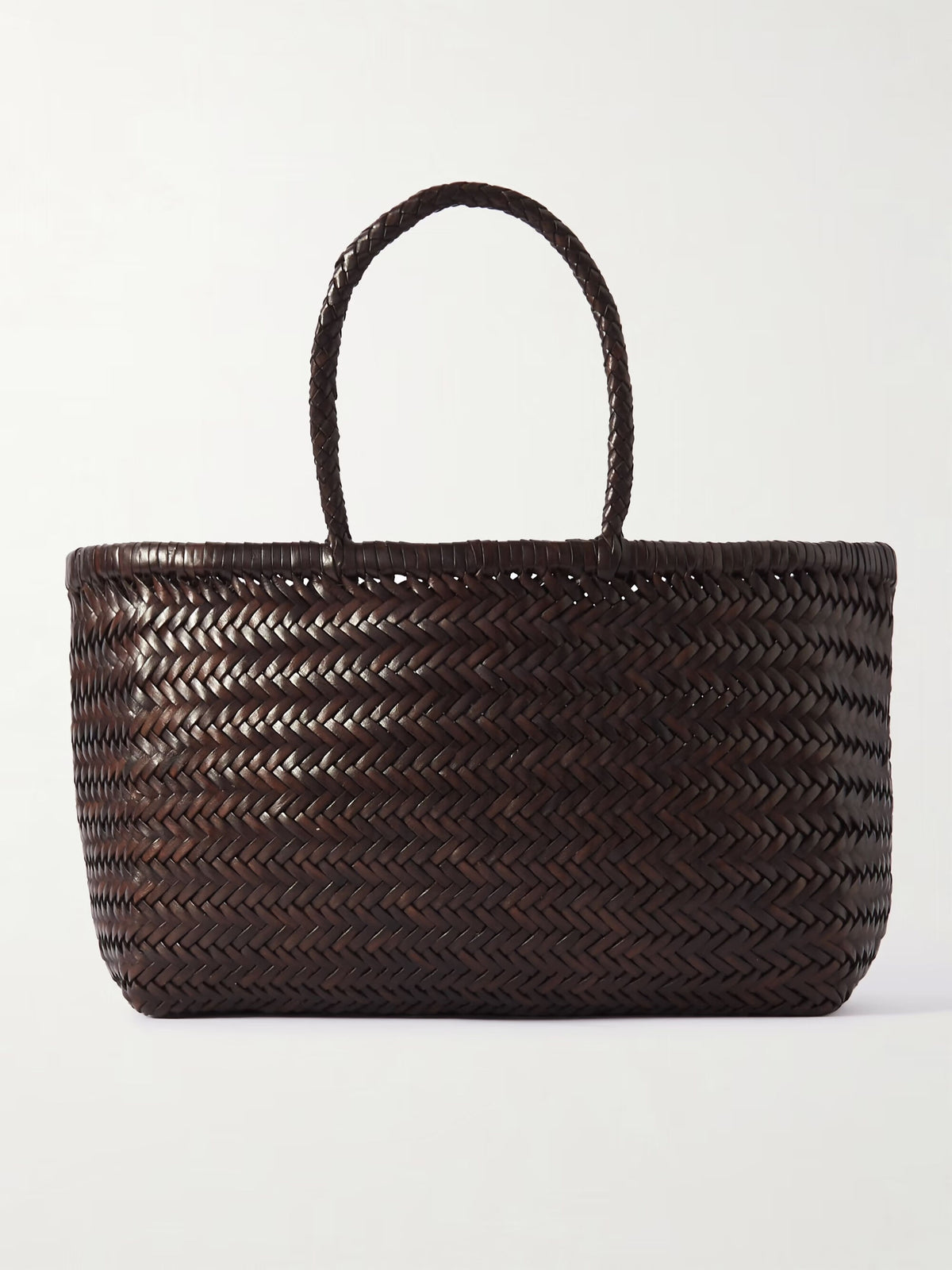 DRAGON DIFFUSION Bamboo Triple Jump Woven Leather Tote Bag - New