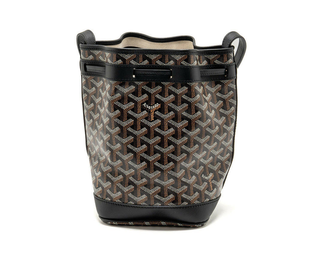 Goyard Petit Flot Bucket Bag Goyardline Canvas Black SHW