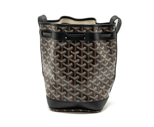 Goyard Petit Flot Bucket Bag Goyardline Canvas Black SHW