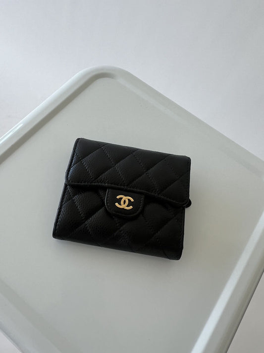 CHANEL Caviar Quilted Compact Flap Wallet