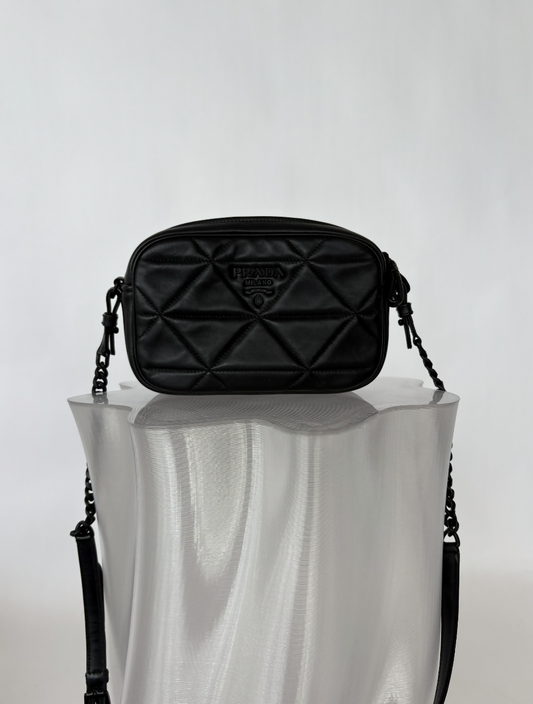 Prada Black Triangle Padded Nappa Camera Bag
