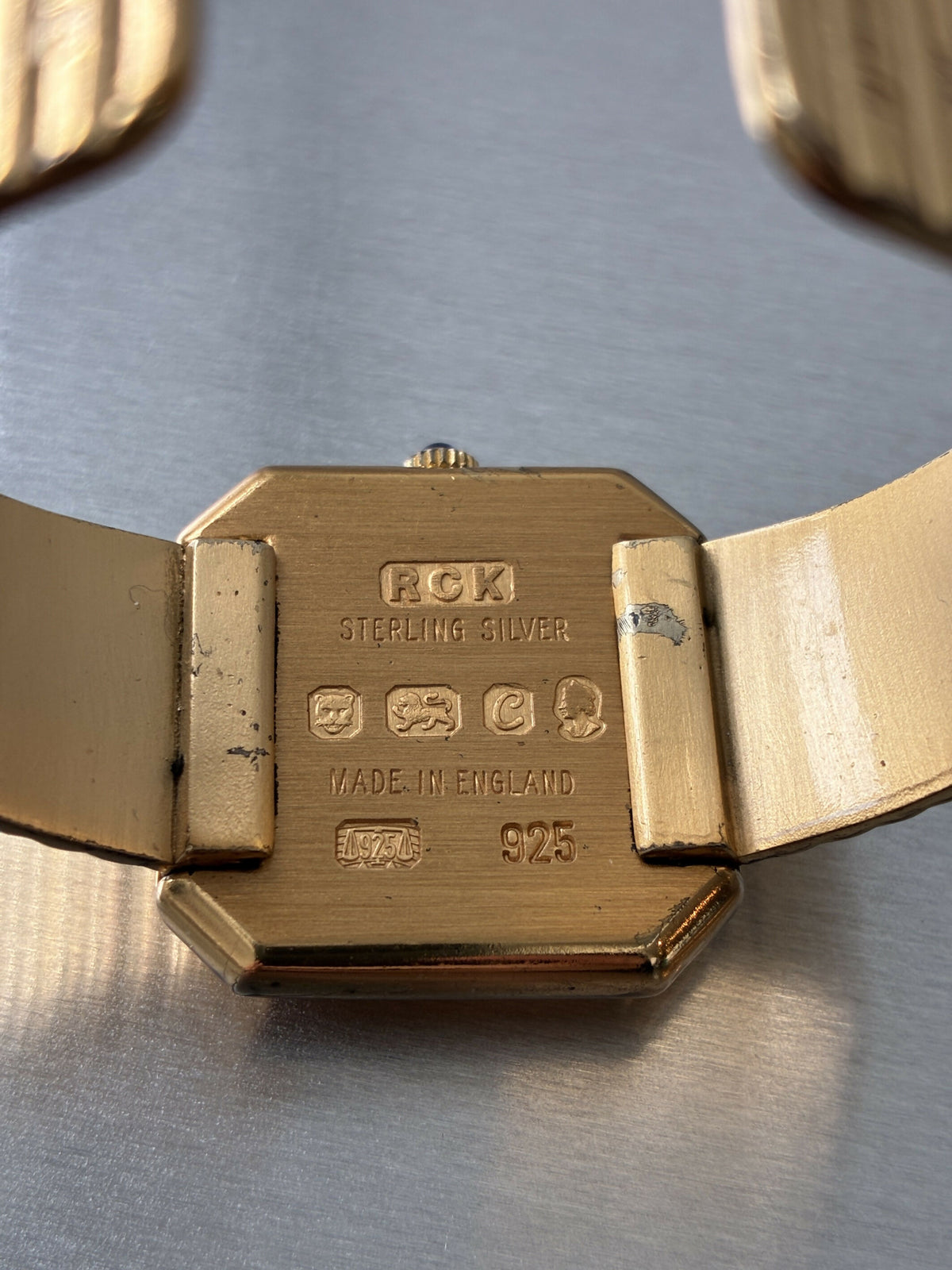 1977 Roy King Sterling Silver Gilt Tank Style Watch – Manual Wind – Silver Jubilee