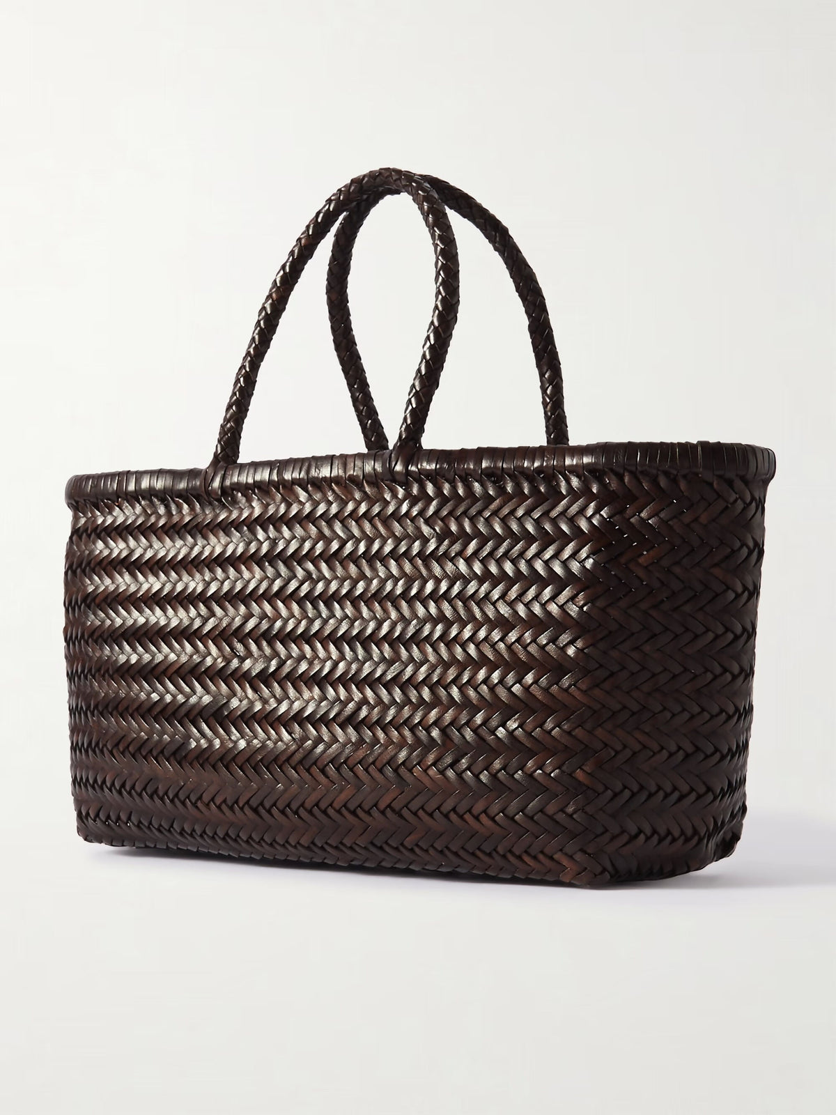DRAGON DIFFUSION Bamboo Triple Jump Woven Leather Tote Bag - New