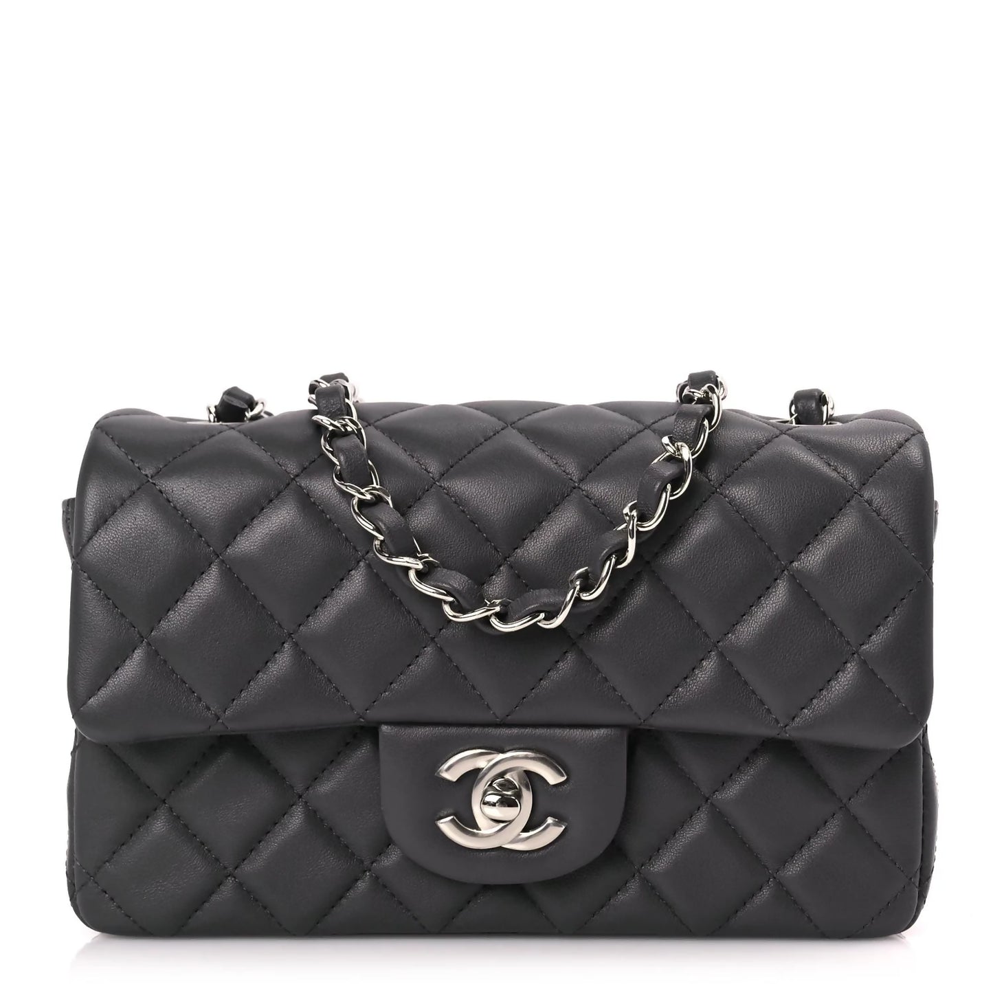 Chanel Mini Flap Bag in Dark Grey Lambskin