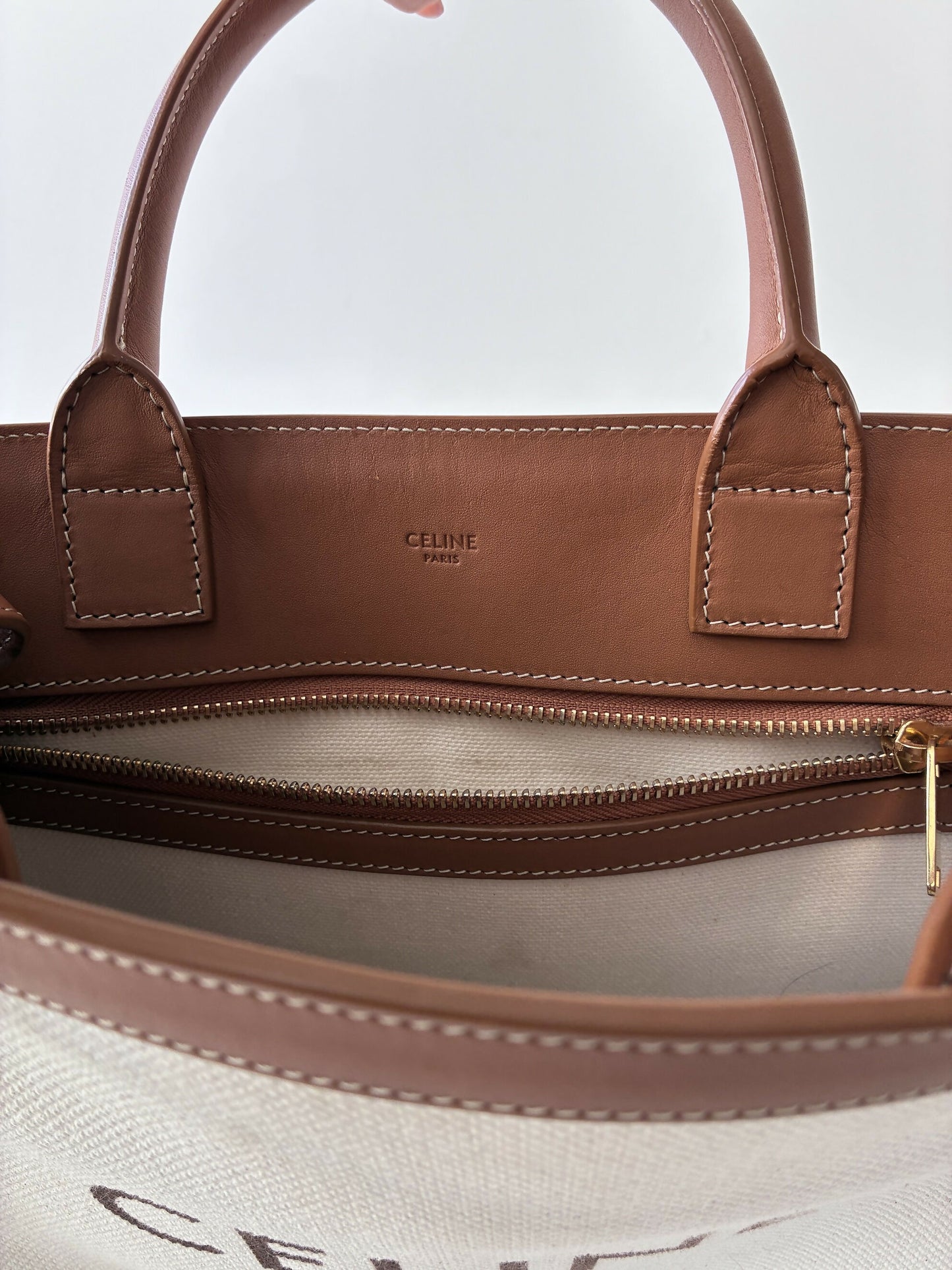 Celine Vertical Cabas Tote Bag in Ivory Canvas