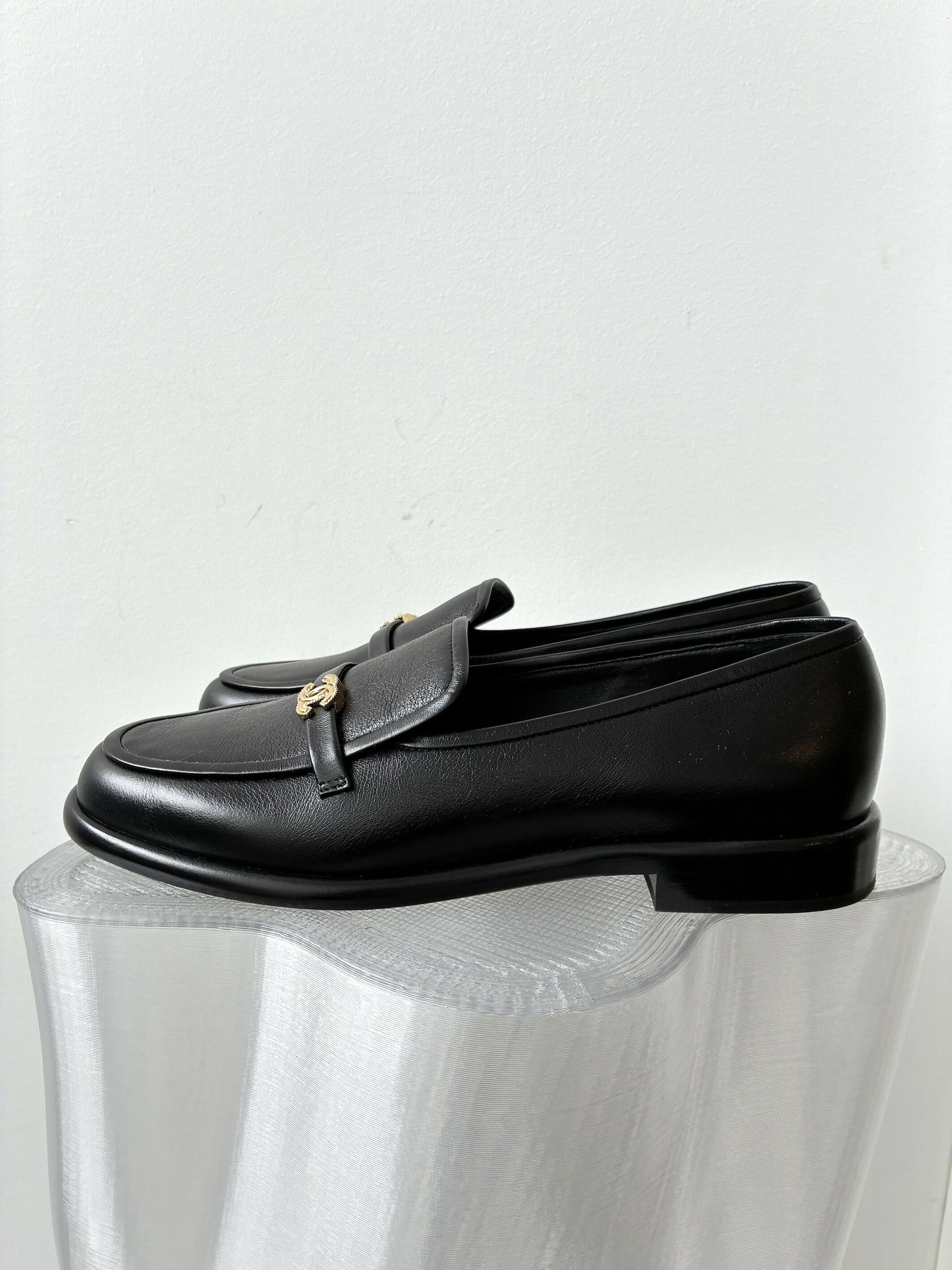 Chanel Shiny Calfskin CC Moccasins