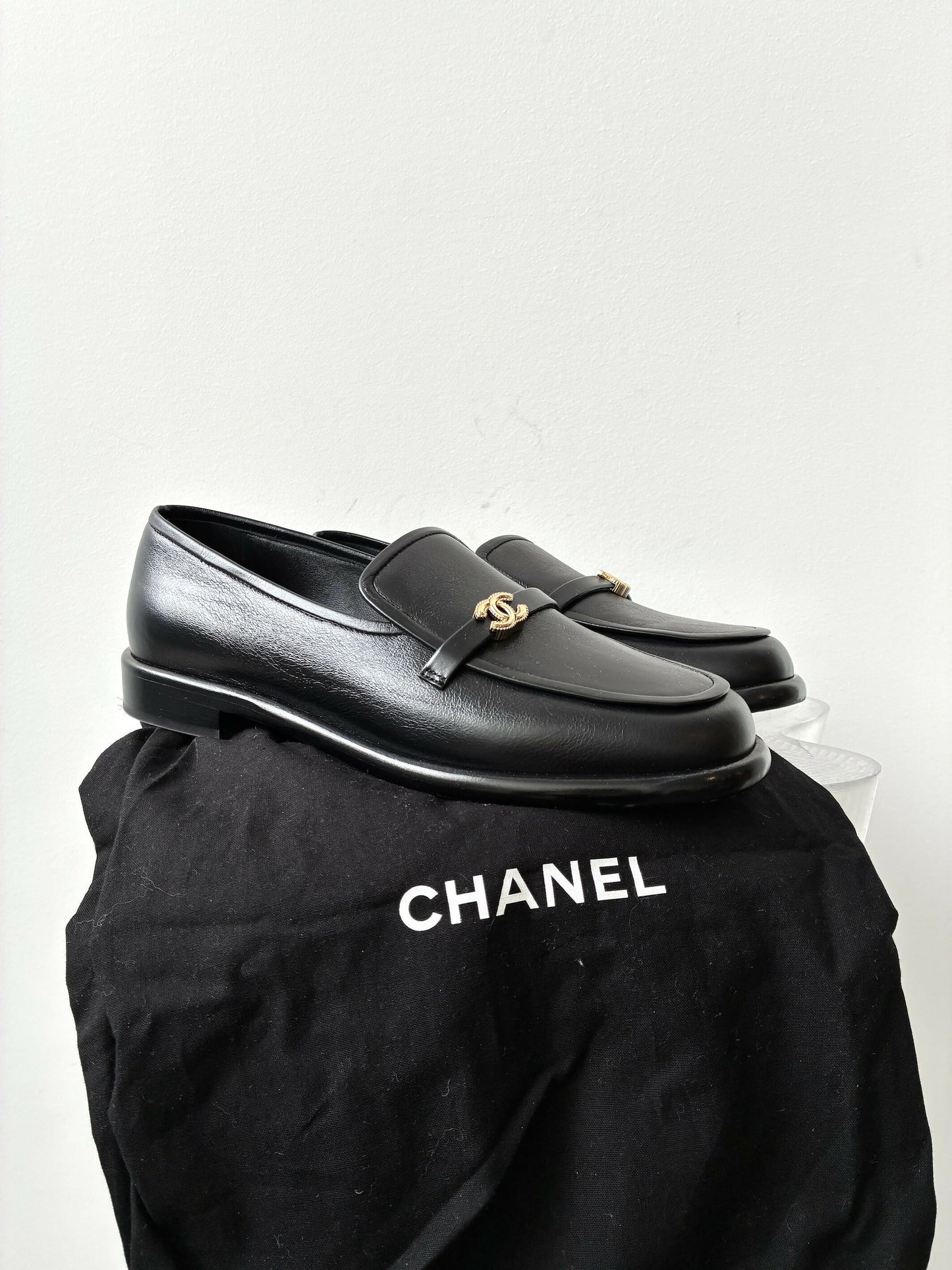 Chanel Shiny Calfskin CC Moccasins