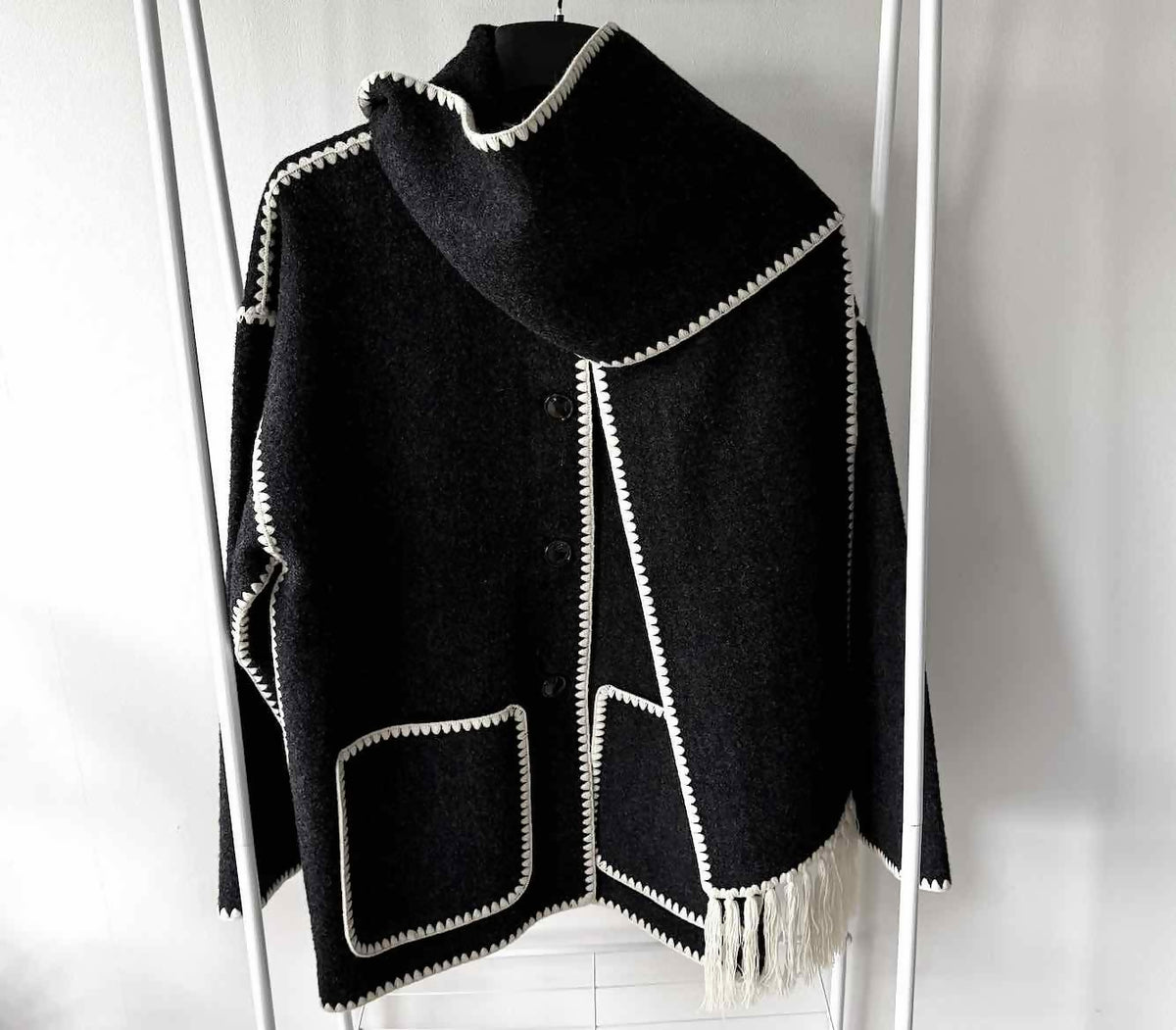 Totême Embroidered scarf jacket dark grey mélange
