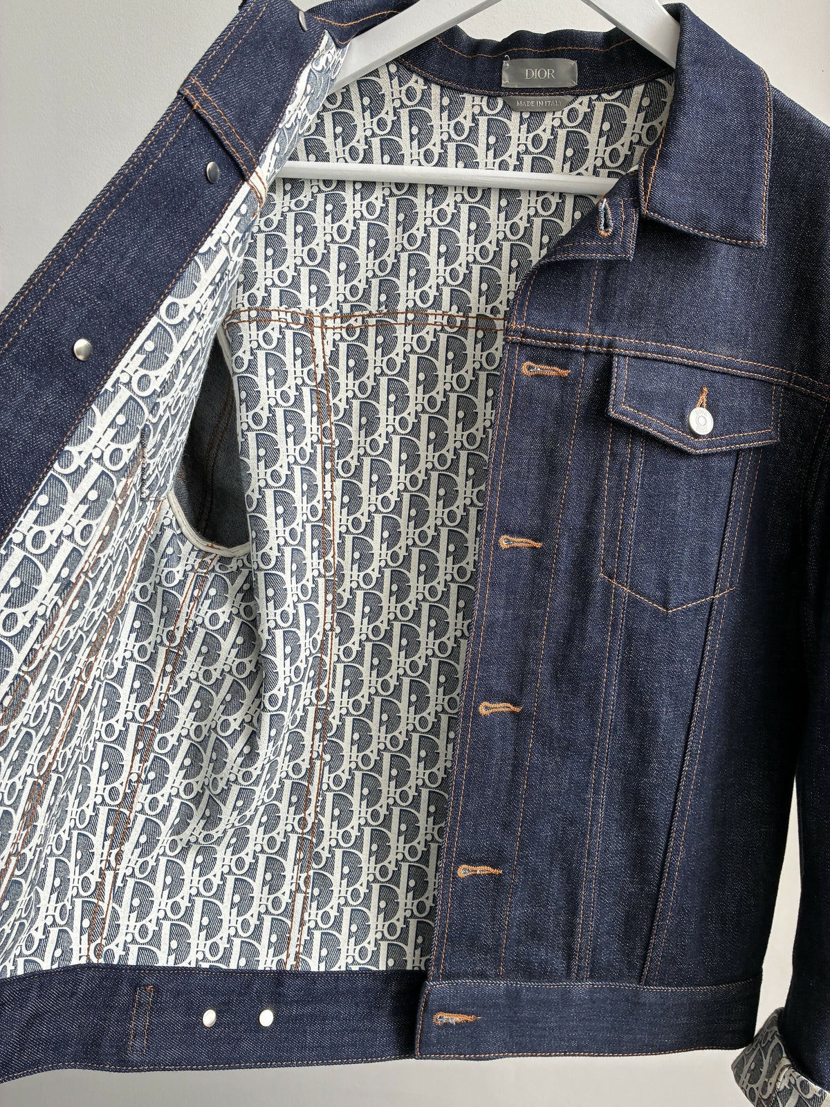 Dior Navy Blue Oblique Raw Denim Jacket