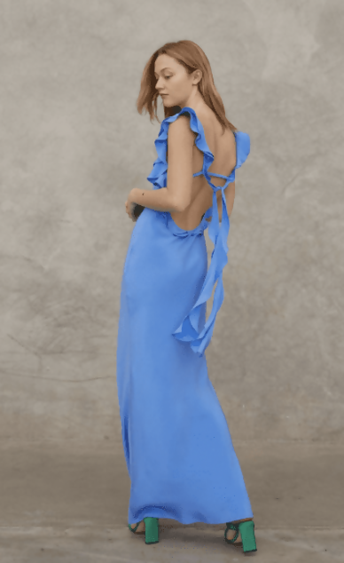 Maggie Marilyn Blue Silk Cover Girl Dress