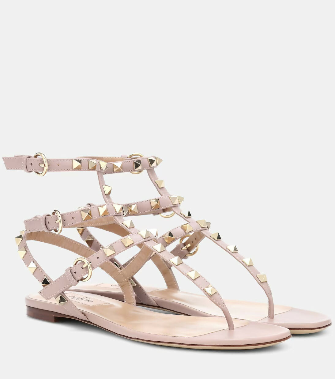 Valentino Garavani Rockstud Sandals in Poudre Leather