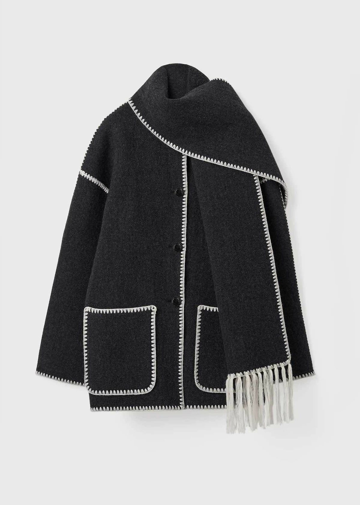Totême Embroidered scarf jacket dark grey mélange