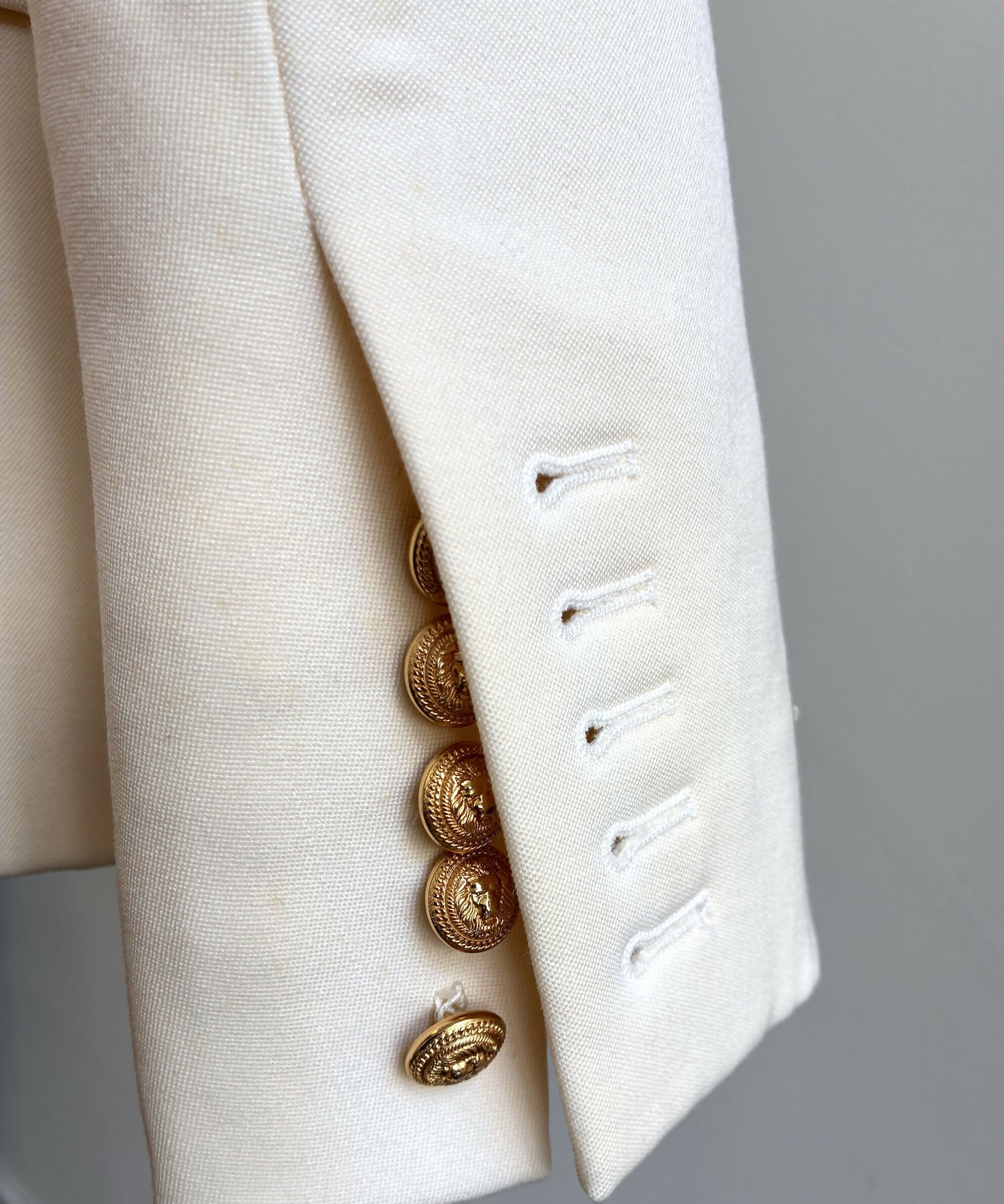 Balmain Cream Wool Double Breasted Blazer