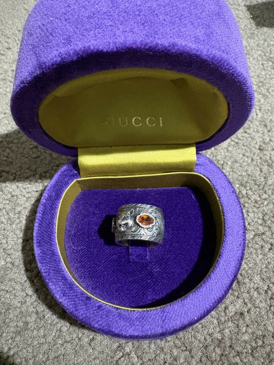 Gucci Feline Ring w/ Orange Crystals