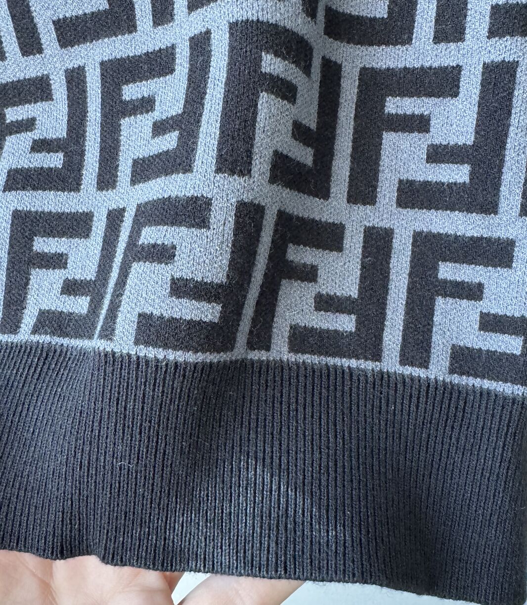 Fendi Grey/Black Monogram Knit Pullover