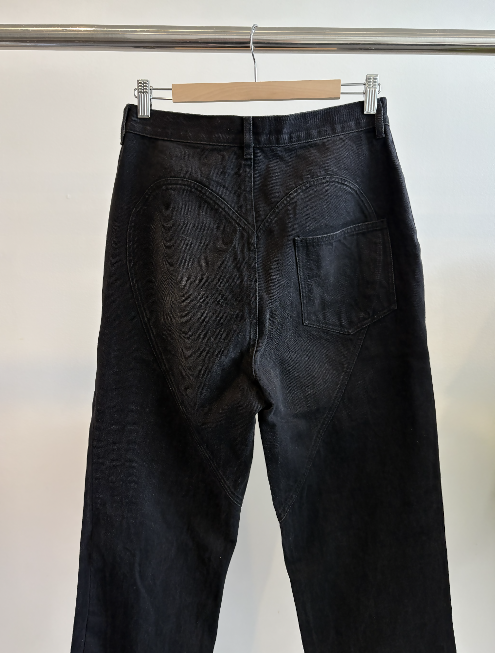 Area Crystal Slit Jeans in Black Denim