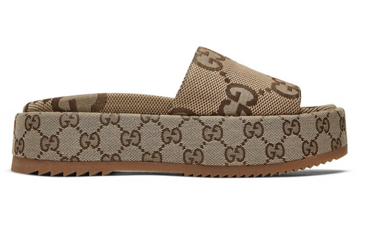 Gucci GG Lame Platform Slide Sandal 'Camel Monogram - FULL SET