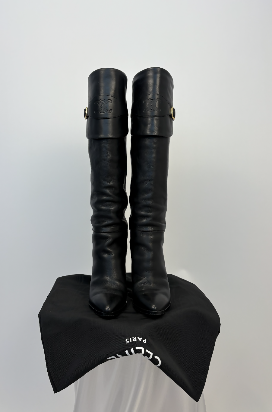 Celine Wiltern Riding Boots in Black Calfskin Leather