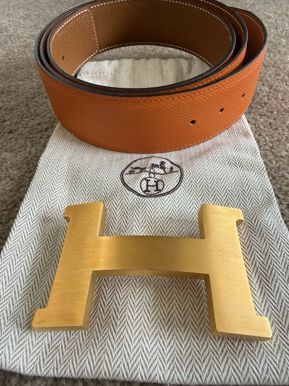 Hermès Constance 38mm Reversible Matte Gold Belt