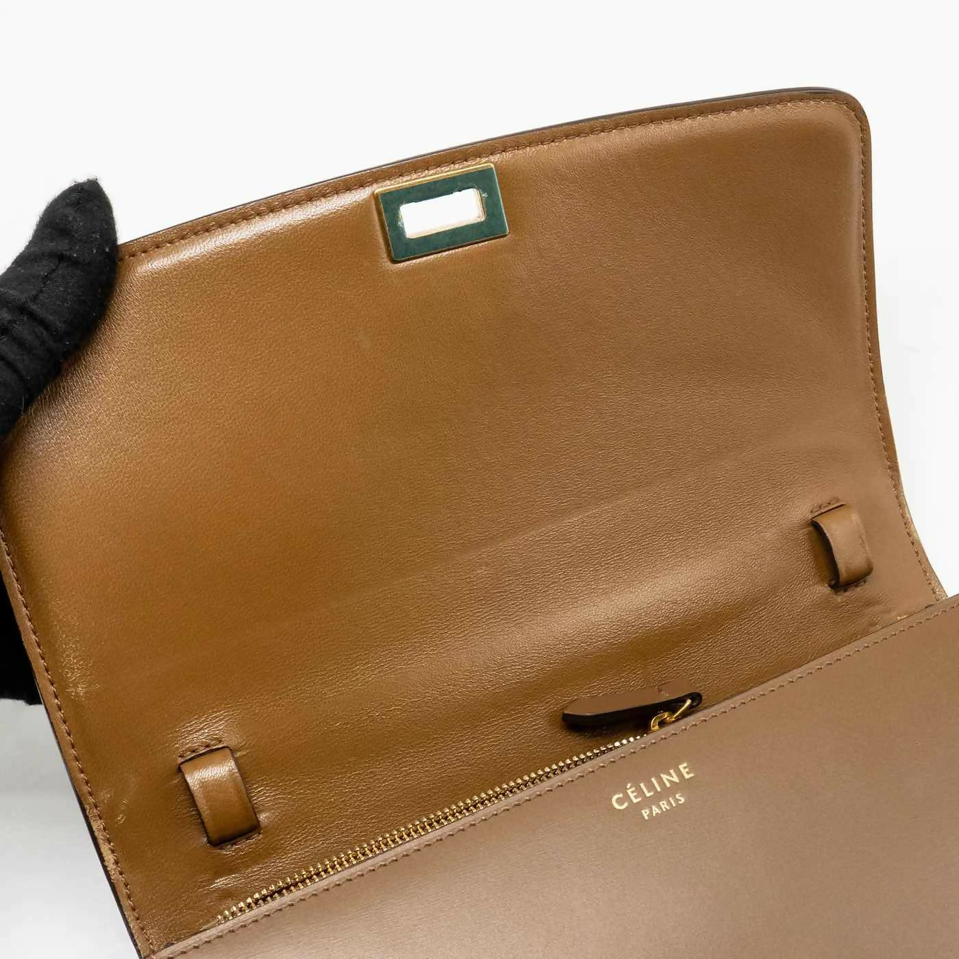 CELINE Medium Classic Box Bag Calfskin Camel