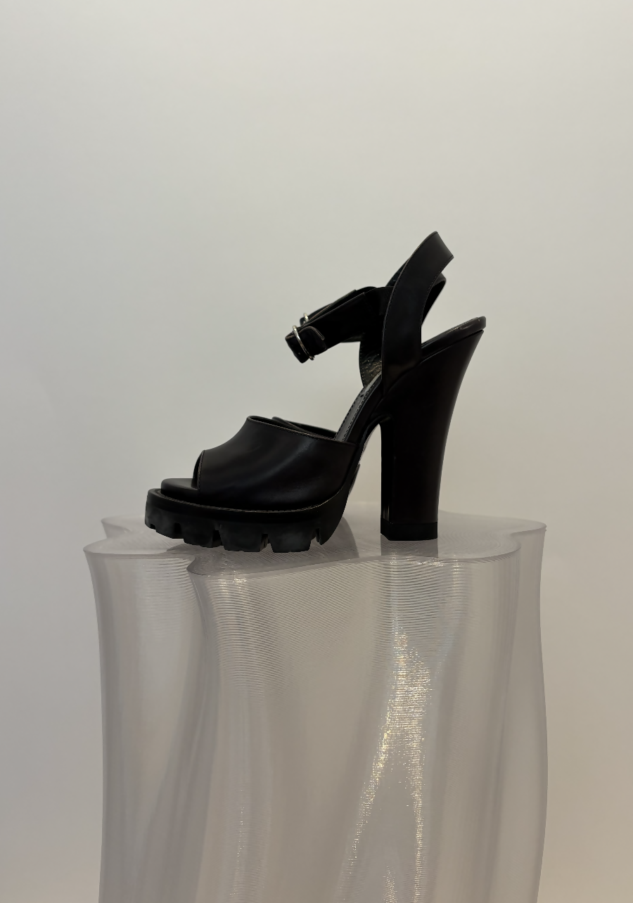 Prada Black Monolith Leather Heels
