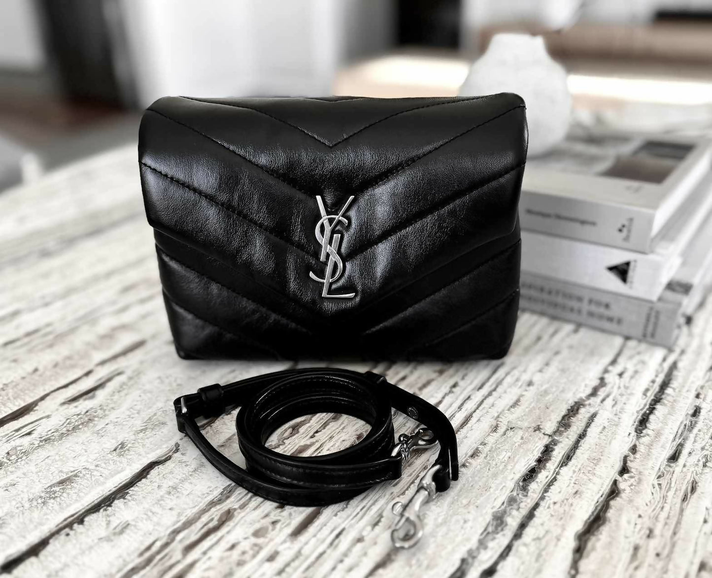 Saint Laurent YSL Toy Loulou Matelasse Leather Crossbody Bag in Black