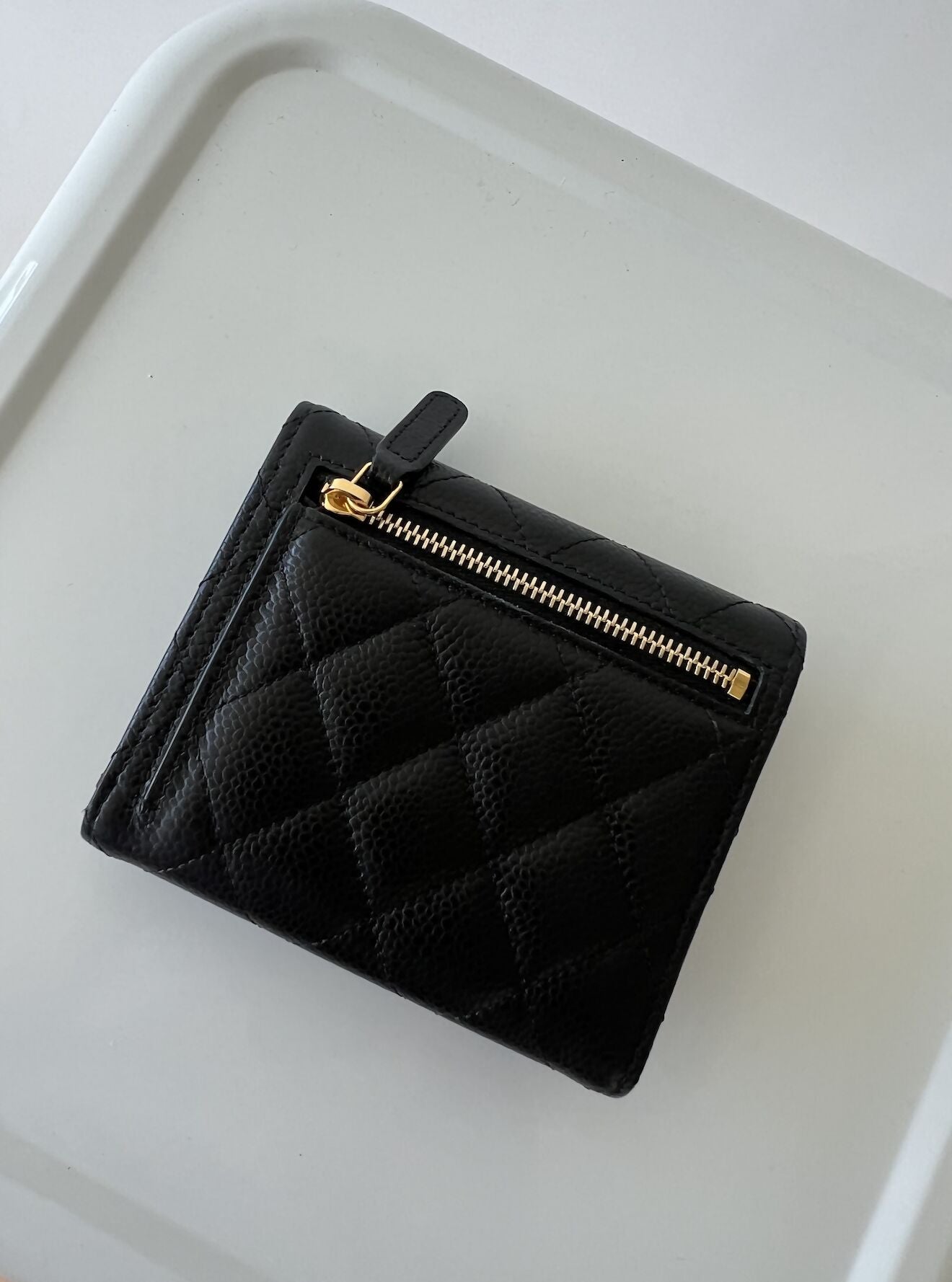 CHANEL Caviar Quilted Compact Flap Wallet