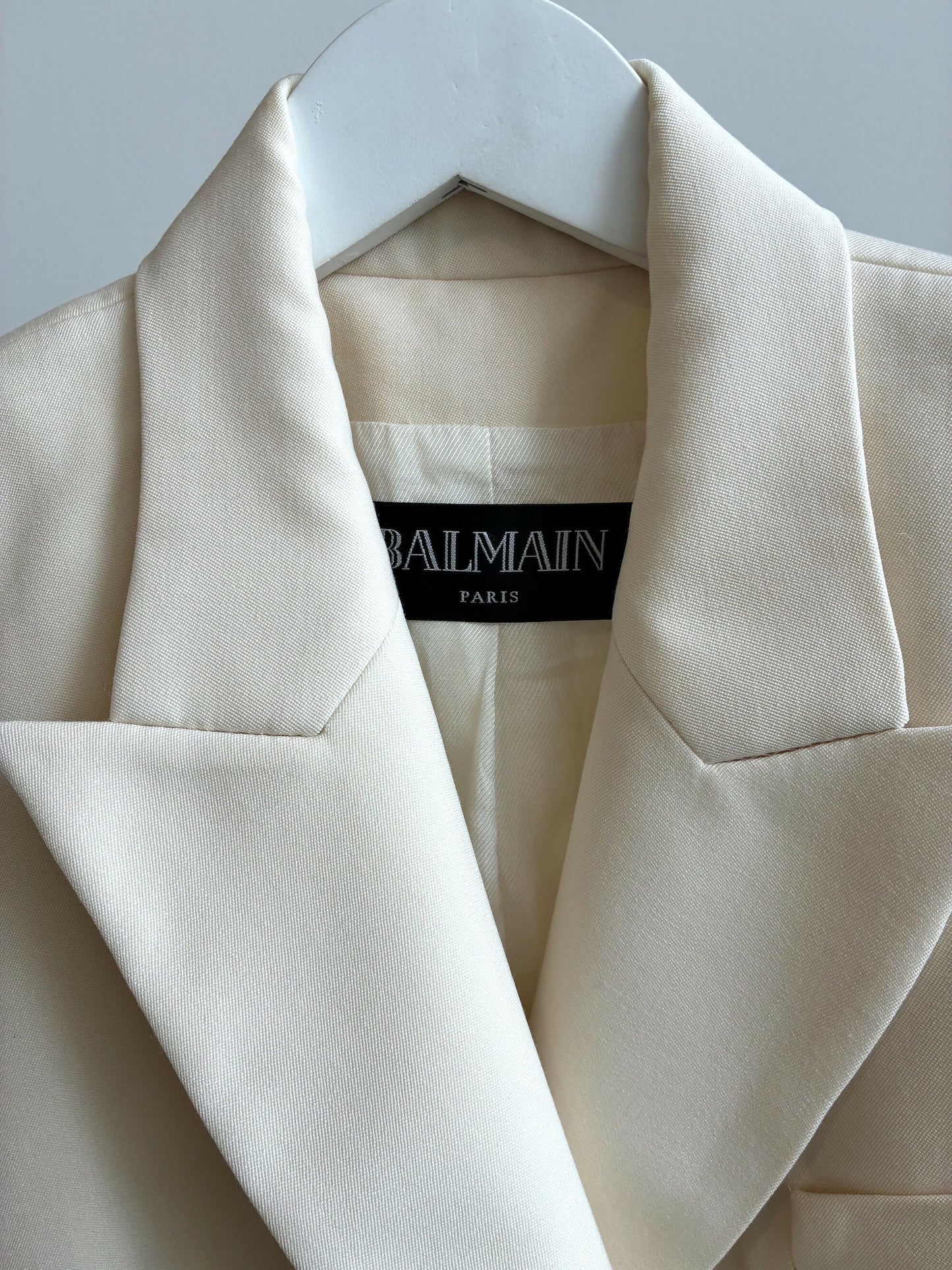 Balmain Cream Wool Double Breasted Blazer