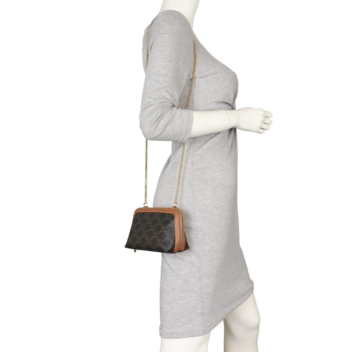 Celine Medium Chain Bag Triomphe Canvas Tan