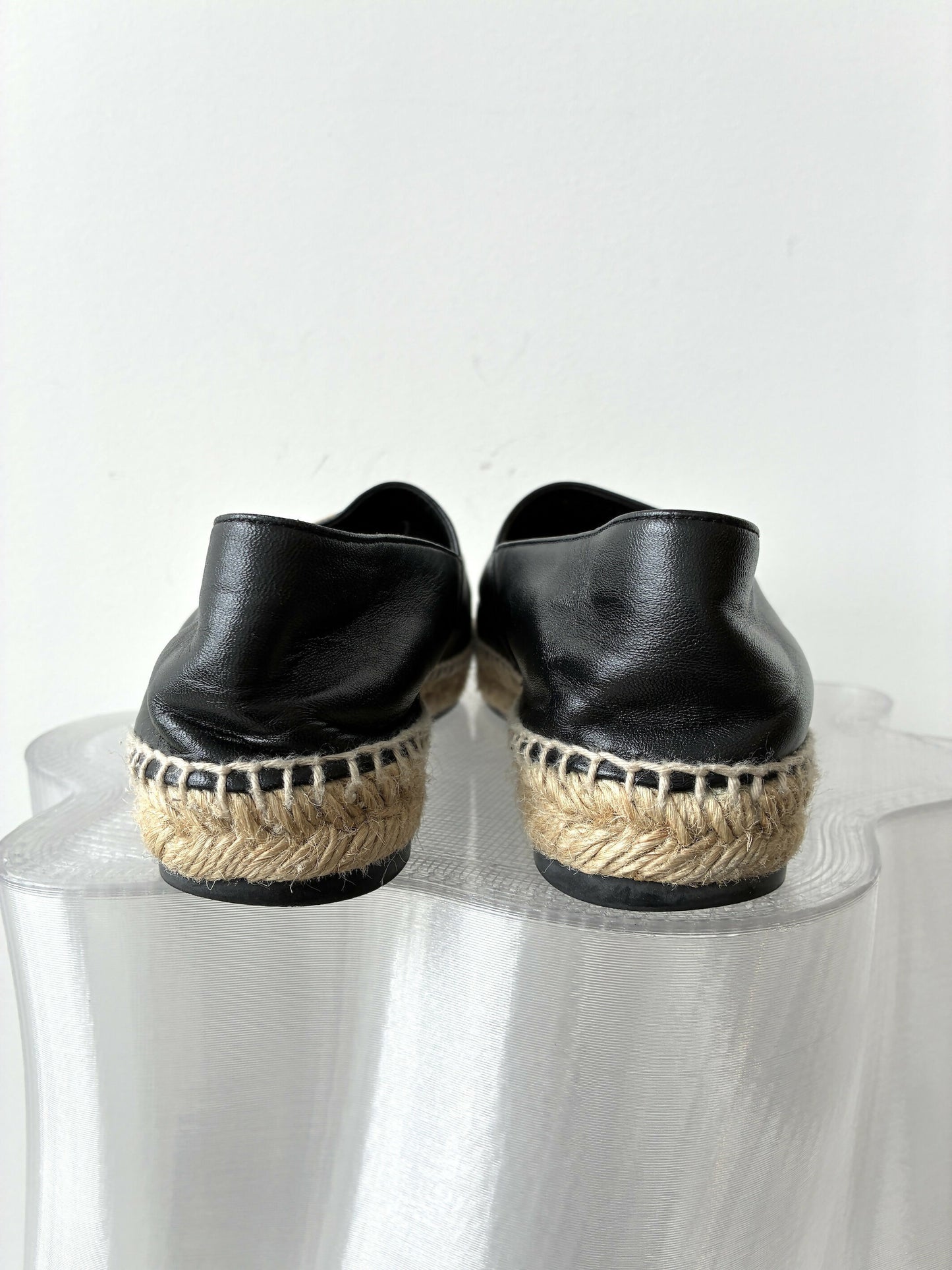 Chanel Black/Cream Leather CC Espadrilles